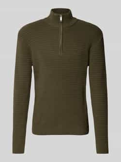 SELECTED HOMME Heren Truien & Vesten Slhtheo Ls Knit Structure Half Zip Donkergroen