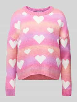 Only Regular fit gebreide pullover met all-over hartmotief model 'AIDA'