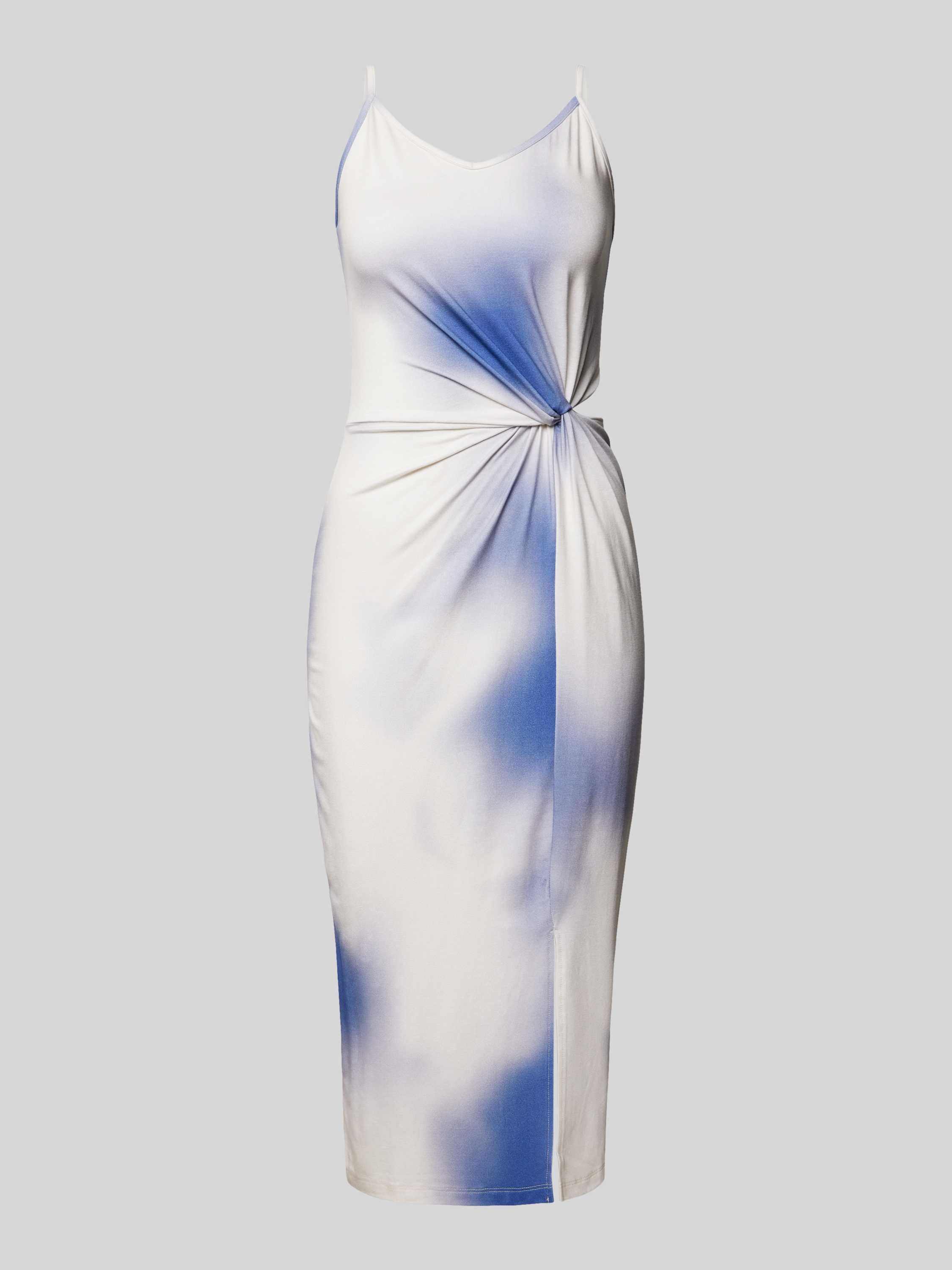 EDITED Knielange jurk in marineblauw met all-over motief