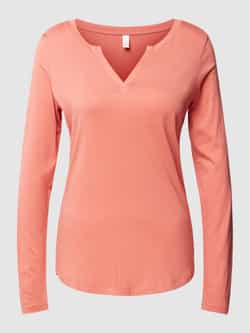 QS Shirt met lange mouwen in effen design met tuniekkraag