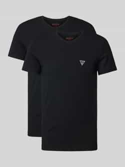 Guess T-shirt met V-hals in een set van 2 stuks model 'CALEB HERO'