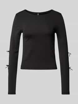 Pieces Regular fit shirt met lange mouwen met strikken model 'SELINA'