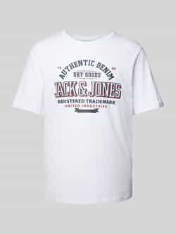 JACK & JONES ESSENTIALS regular fit T-shirt JJELOGO met printopdruk wit