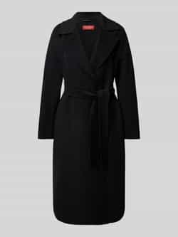 Max Mara Studio Lange jas van scheerwol met strikceintuur model 'CLES'