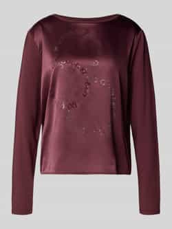 Monari Relaxed fit shirt met lange mouwen en strass-steentjes