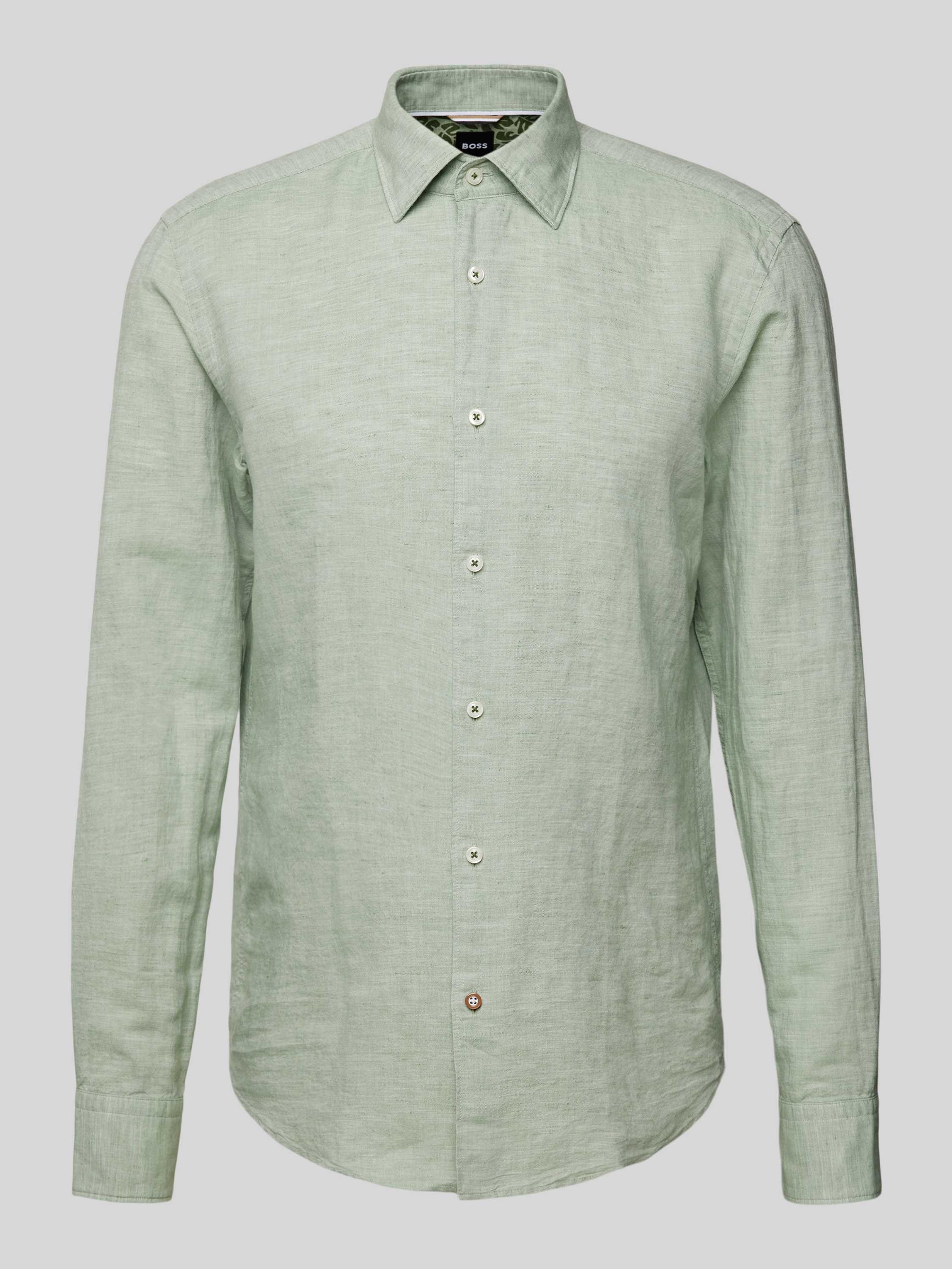 Hugo Boss Casual Linnen en Katoenen Overhemd Groen Salie Green Heren