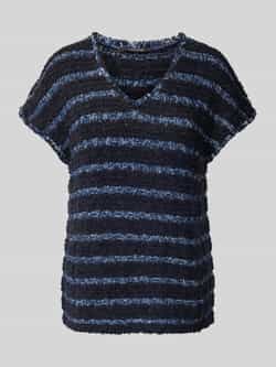 Comma Fringe Effect Gebreide Sweater Vest Blue Dames