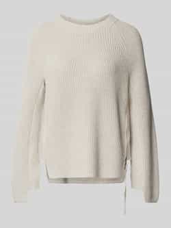 Oui Gebreide pullover met geribde ronde hals