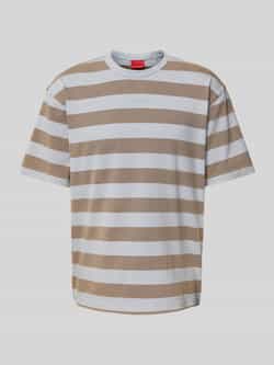 HUGO T-shirt met geribde ronde hals model 'Dockoe'