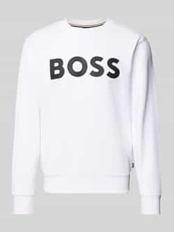 Hugo Boss Logo Print Crew-neck Sweatshirt White Heren