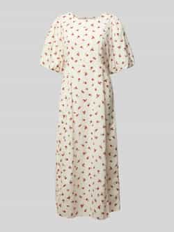 Ichi Geranium Flower Jurk met Open Rug Beige Dames