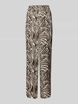 MORE & MORE Relaxed fit stoffen broek van pure viscose met all-over dierenprint