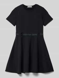 Calvin Klein Jerseyjurk PUNTO TAPE FIT FLARE SS DRESS