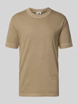 Drykorn T-shirt met geribde ronde hals model 'RAPHAEL'