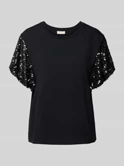 FREE QUENT T-shirt met geribde ronde hals model 'WINGS'