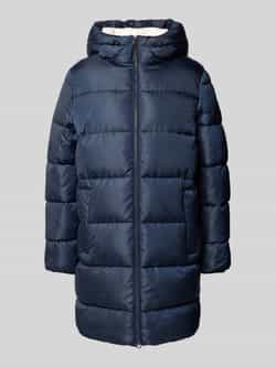 Tom Tailor Denim Regular fit gewatteerde lange jas met capuchon en tunnelkoord
