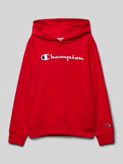 Champion Rode Geborduurde Logo Hoodie Red Heren
