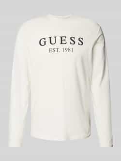 Guess Logo Print T-Shirt Wit Stretch White Heren