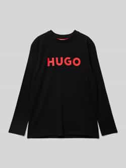 HUGO Shirt met lange mouwen en labelprint