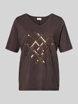 Milano italy T-shirt met pailletten en V-hals