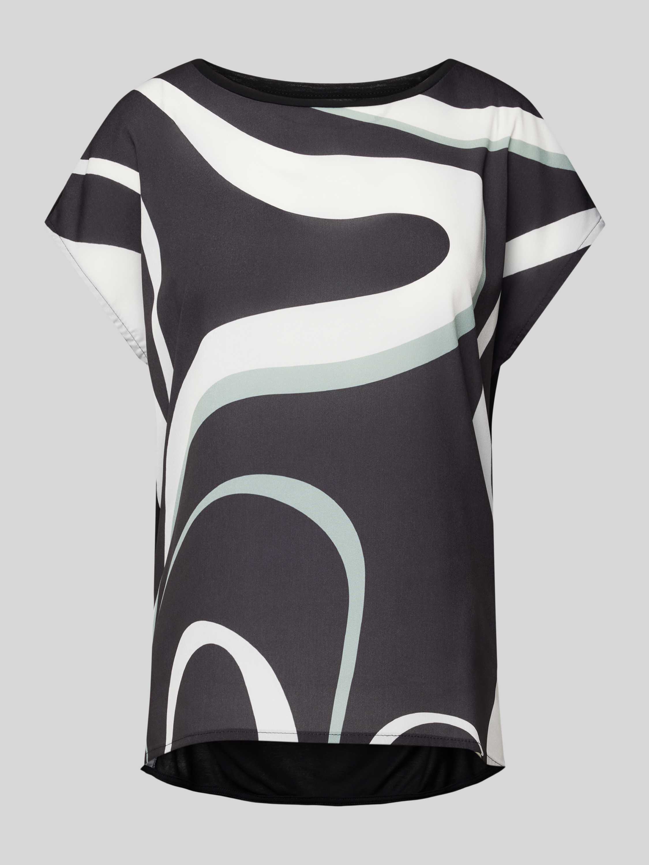 Opus Korte Mouw Top met Siberti Print Black Dames