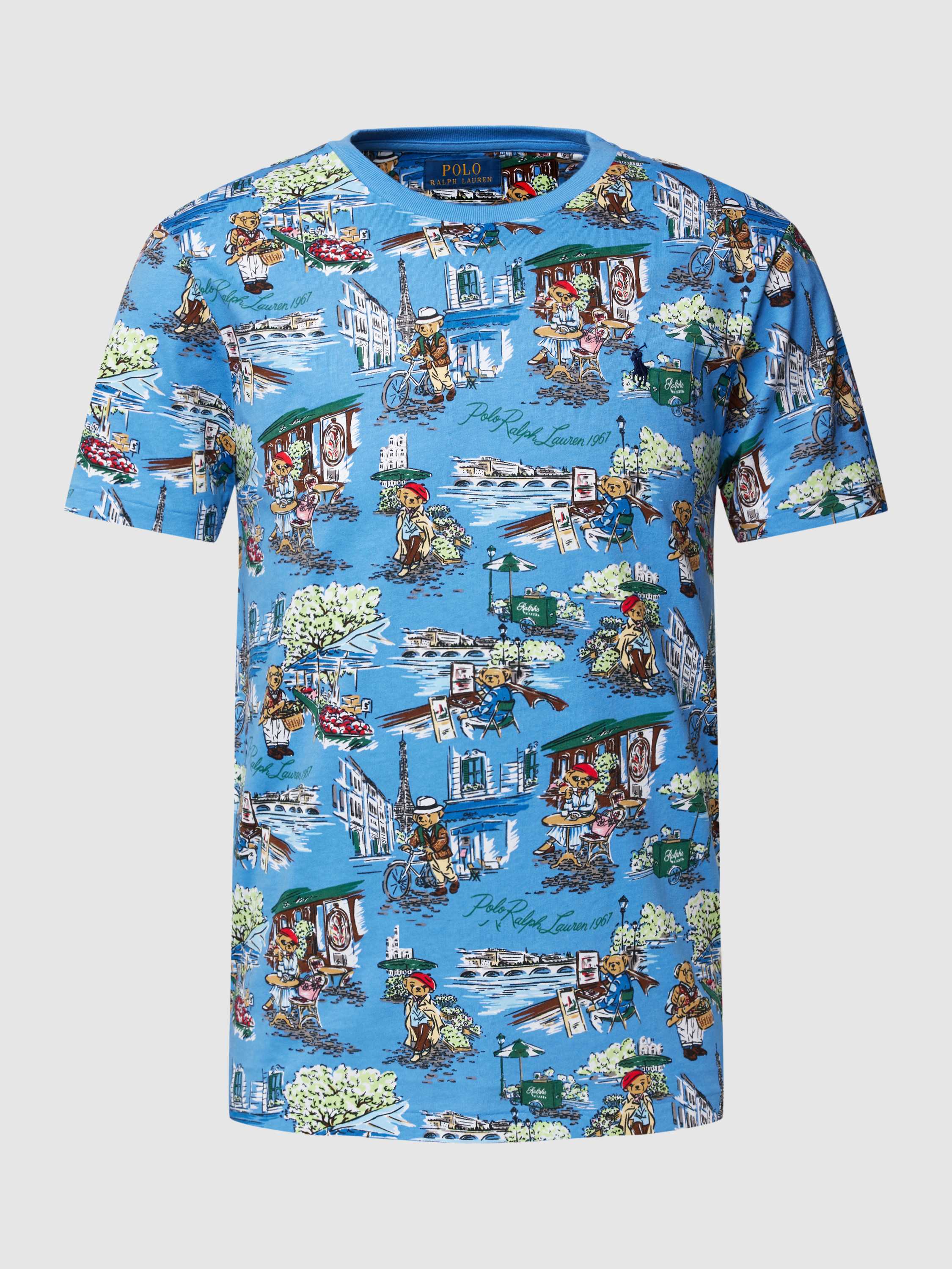 POLO Ralph Lauren slim fit T-shirt met all over print blauw