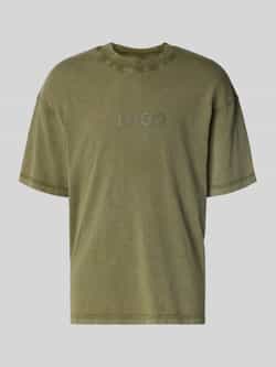 Hugo Blue T-shirt met labelprint model 'Nebute'