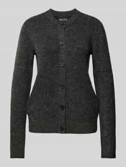 Pieces Regular fit gebreid jack van wolmix met ribboorden model 'NEMESIO'