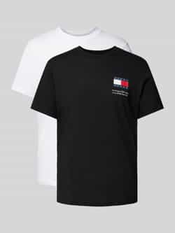 TOMMY JEANS T-shirt TJM SLIM 2PACK S S FLAG DNA TEE met grote logoprint op borsthoogte (set 2 stuks)