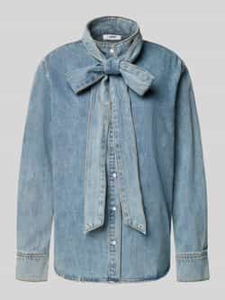 SUNCOO PARIS Regular fit jeansblouse met strikdetail model 'LAOS'