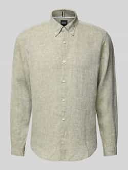 Boss Regular fit linnen overhemd met button-downkraag