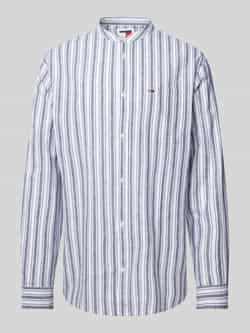 TOMMY JEANS Overhemd met lange mouwen TJM MAO STRIPE LINEN BLEND SHIRT