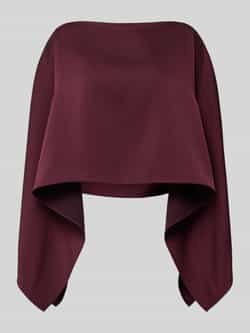 YUTILA Damesblouse, satijn, elegant, V-hals, lange mouwen, losjes, effen bovendeel voor kantoor en vrije tijd, chique feestelijke zakelijke outfit, bordeauxrood, S