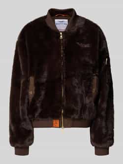 Original Bombers Bomberjack van imitatiebont en tweewegsritssluiting