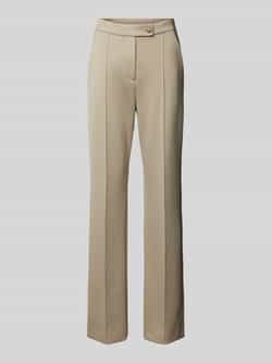 MM Straight leg stoffen broek met vaste persplooien model 'MALESIA'