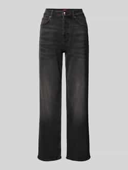 Hugo Boss Moderne Zwarte Jeans Rechte Pasvorm Hoge Taille Black Dames