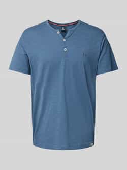 Lerros Henleyshirt serafino-shirt in effen structuurstof