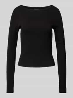 Aim'n Ease Ribbed Long Sleeve Top Longsleeves in zwart formaten: XS