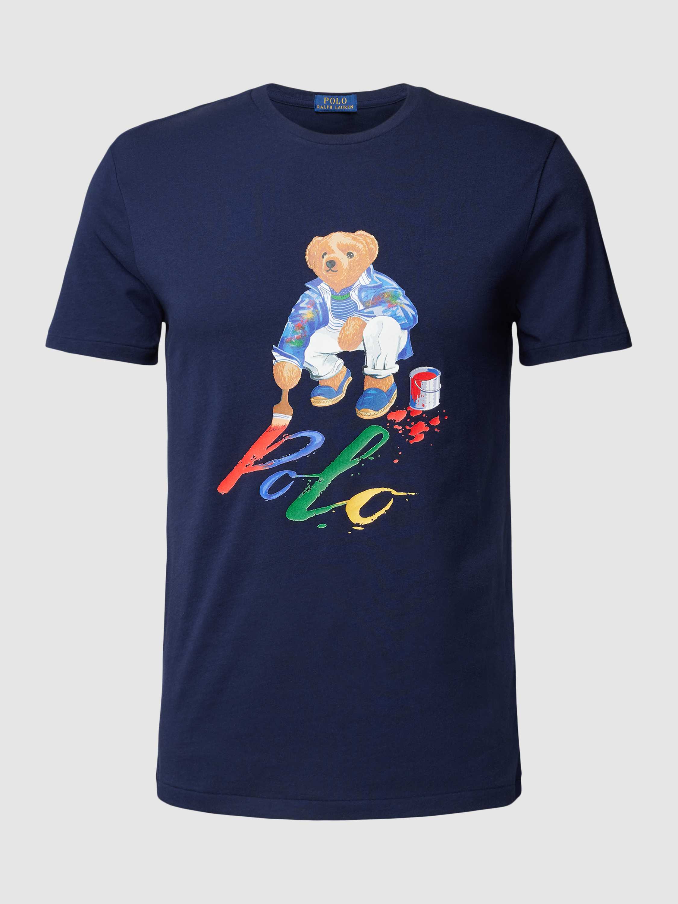 POLO Ralph Lauren slim fit T-shirt met printopdruk cruise navy paint bear