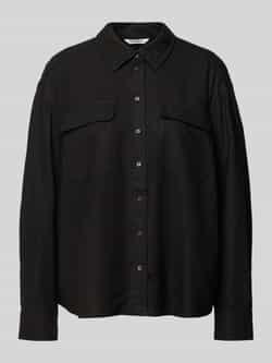 Only Oversized linnen blouse met paspelzakken op de borst model 'CARO'