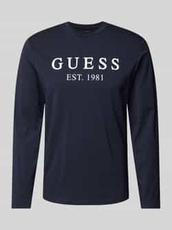 Guess Logo Print T-Shirt Blauw Stretch Blue Heren