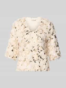 FREE QUENT T-shirt met veren en pailletten model 'NOLLA'