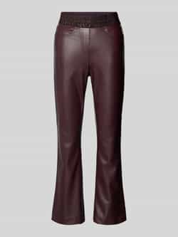 CAMBIO Regular fit leren broek met elastische band met label