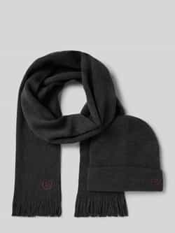 Bugatti Set van sjaal en muts met labelstitchings