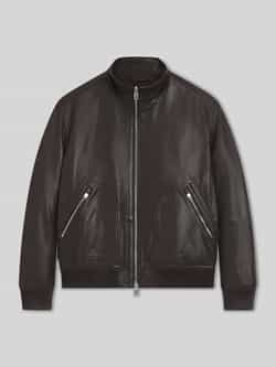 Boss Regular fit leren jack met opstaande kraag model 'MANDER'