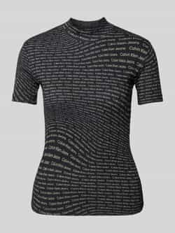 Calvin Klein Shirt met staande kraag AOP RIB TEE met een logo-opschrift