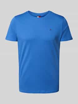 TOMMY JEANS T-shirt TJM ESSENTIAL SOLID TEE met ronde hals en subtiele logo-vlag
