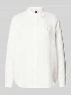 Tommy Hilfiger Overhemdblouse LINEN RELAXED SHIRT LS met logoborduursel op borsthoogte