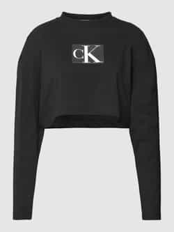 Calvin Klein Jeans Kort shirt met lange mouwen en labeldetail model 'SEQUIN'