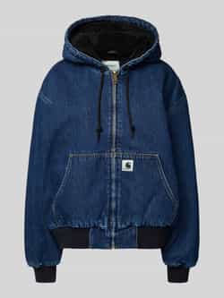 Carhartt WIP Blauwe Stone Washed Denim Jack met Sherpa Interieur Blue Heren